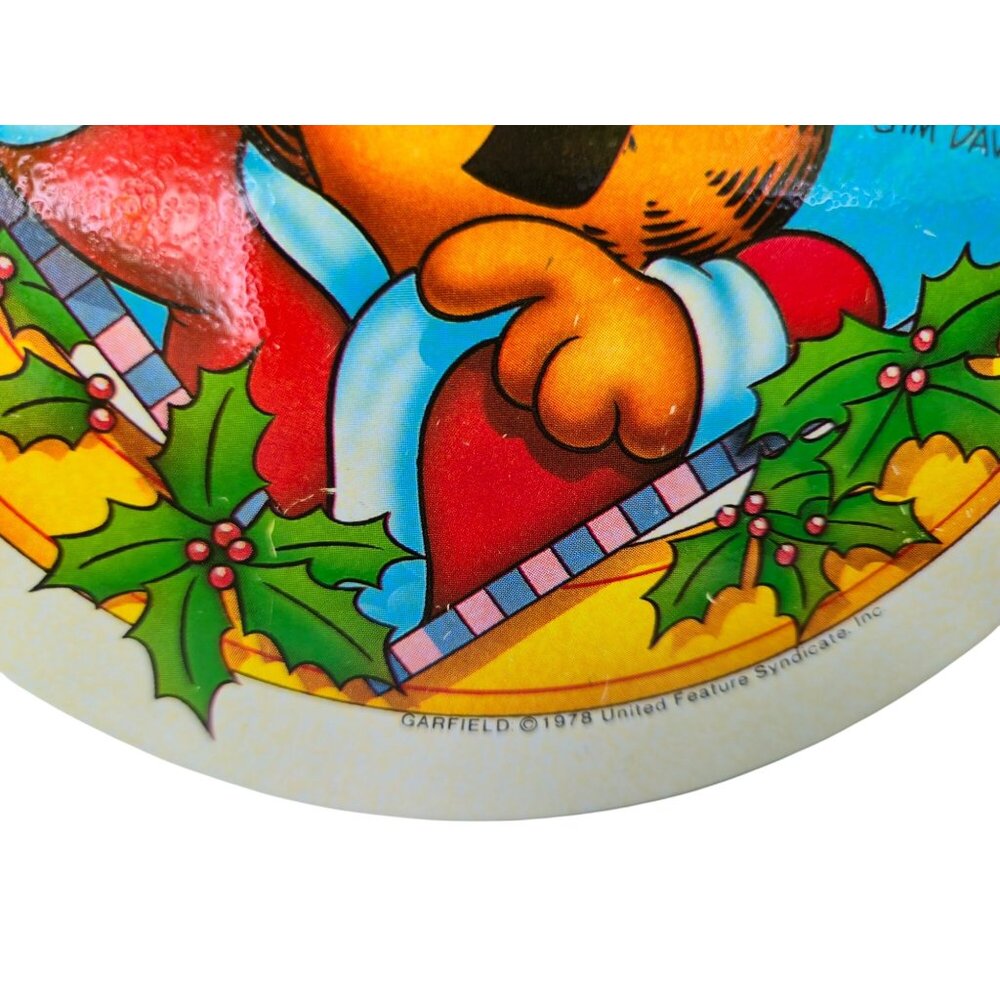 Vintage 1978 Garfield Christmas Tin Santa Ho Ho Ho Collectible - Picture 3 of 9